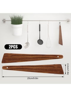 SAVITA 2pcs Teak Wooden Spatula, 25cm/ 9.8 Inch Flat Wooden Turner Non-stick Kitchen Spatula Set Egg Scraper Wood Cooking Utensil for Scraping Chopping Flipping and Serving  - Image 2