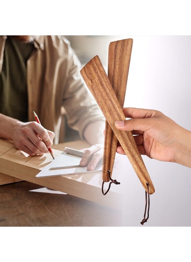 2pcs Teak Wooden Spatula, 25cm/ 9.8 Inch Flat Wooden Turner Non-stick Kitchen Spatula Set Egg Scraper Wood Cooking Utensil for Scraping Chopping Flipping and Serving