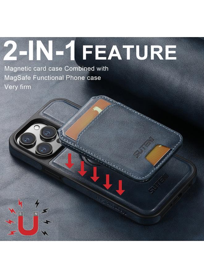 Suteni Case For iPhone 16 M2 Oil Wax MagSafe Horizontal Card Bag Phone Case - Image 3