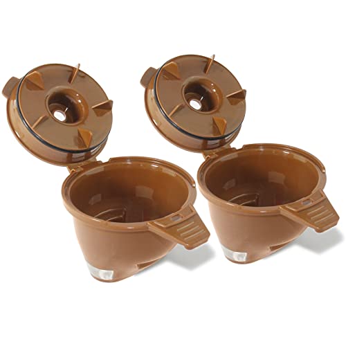 Cestlaive 2Pack Single Serve Ground coffee Brew Basket for Hamiltion FlexBrew Coffee Maker Models 49974 49975 49976 49979 49957 49954 49947 49940 49950 49966 49968 Filter Part Brown 