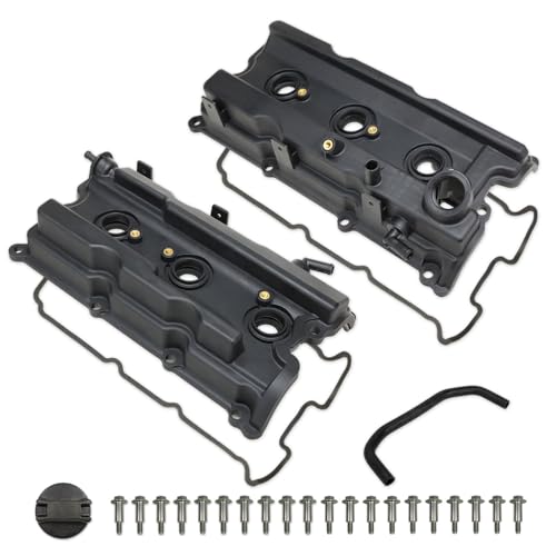 MITZONE Engine Valve Cover Set with Bolts & Oil Cap & Gaskets & Spark Plug Tube Seals & PCV Valve Compatible with 2003-2008 Nissan 350Z Infiniti FX35 G35 M35 VQ35DE 3.5L Part# 13264AM600 13264AM610 - Image 1