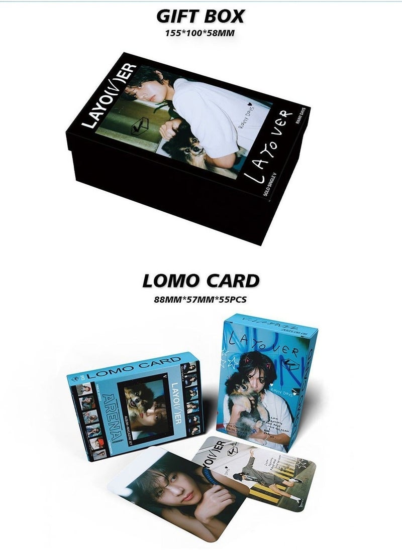 Bts Member V Solo Al Layover Gift Box With Lomo Cards, Acrylic Stand, Hand Account Tape, Keychain, Lanyard, Stickers, Photo Card - Image 2