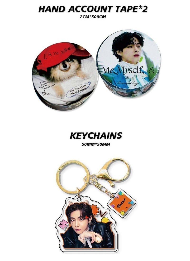 Bts Member V Solo Al Layover Gift Box With Lomo Cards, Acrylic Stand, Hand Account Tape, Keychain, Lanyard, Stickers, Photo Card - Image 4