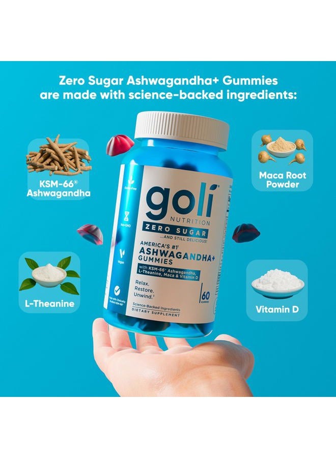 Goli Zero Sugar Ashwagandha & Vitamin D, Maca, L-Theanine Gummies, No Artificial Sweeteners, No Sugar Alcohols. Mixed Berry, KSM-66, Vegan, Plant Based, Non-GMO, Gluten-Free & Gelatin Free. (1) - Image 5