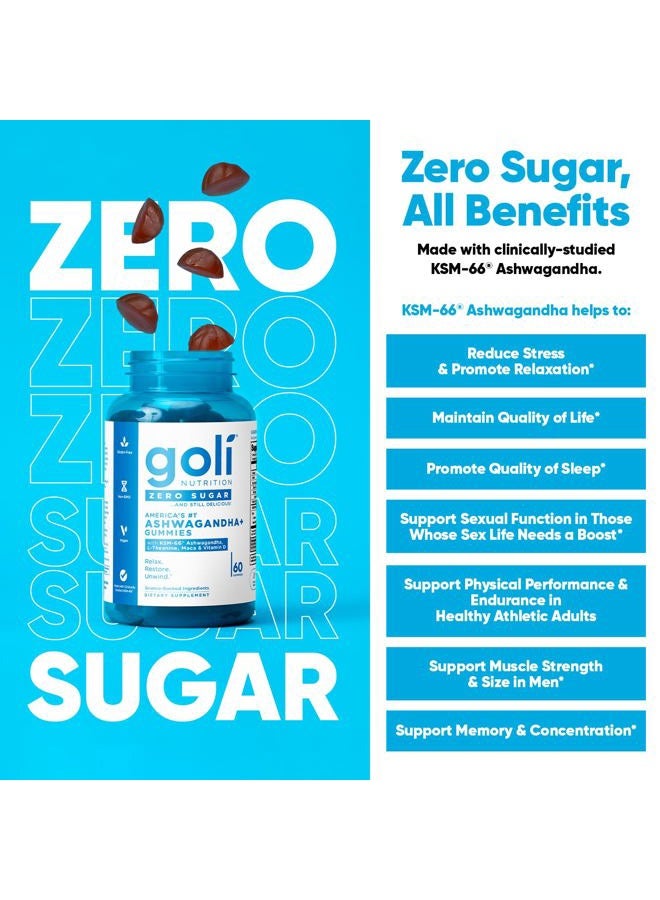 Goli Zero Sugar Ashwagandha & Vitamin D, Maca, L-Theanine Gummies, No Artificial Sweeteners, No Sugar Alcohols. Mixed Berry, KSM-66, Vegan, Plant Based, Non-GMO, Gluten-Free & Gelatin Free. (1) - Image 2
