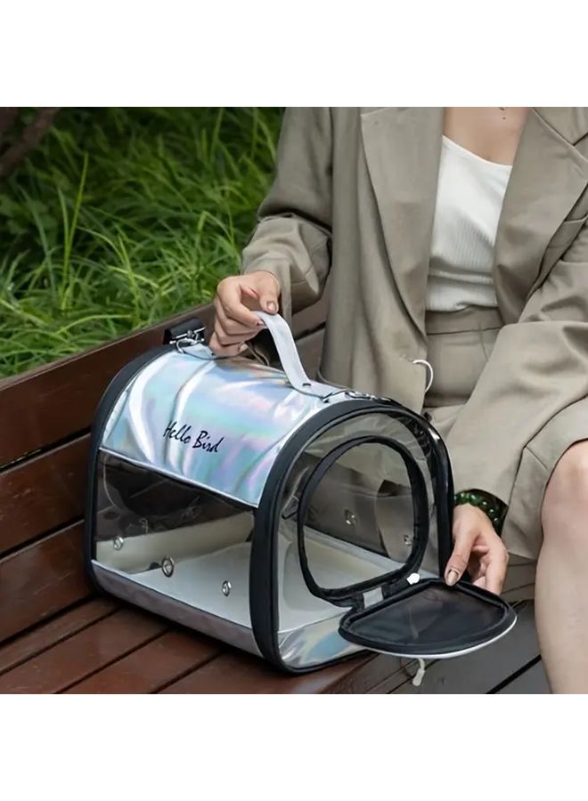 حقيبة الحيوانات الأليفة الصغيرة الزرقاء خفيفة الوزن وقابلة للحمل للسفر للقطط والكلاب والأرانب - Image 2