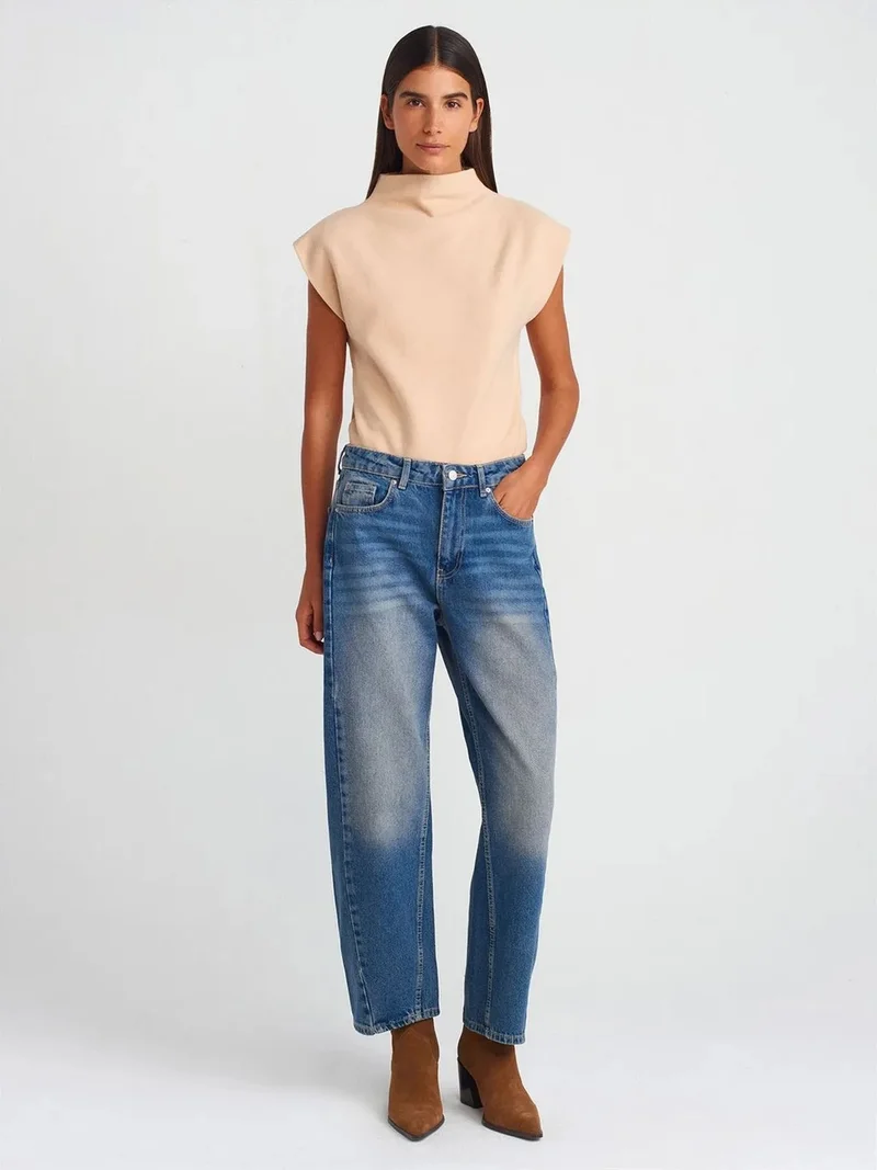 ديلفين Dilvin High-Waist Wide-Leg Balloon Jeans