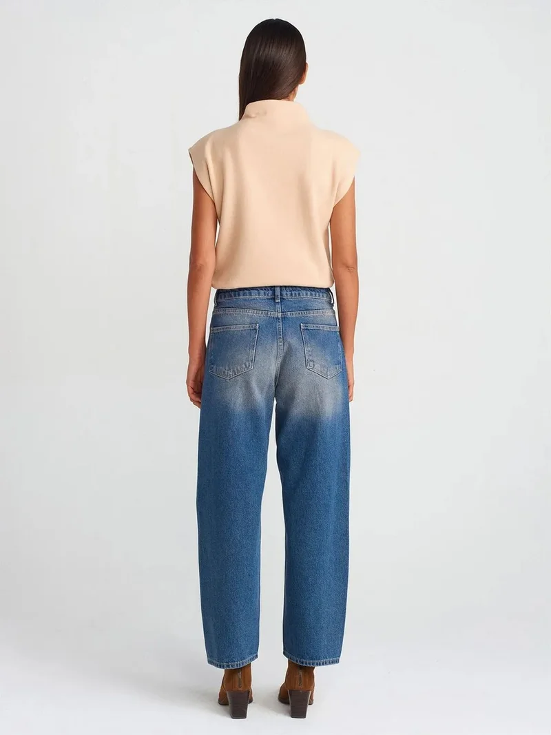 ديلفين Dilvin High-Waist Wide-Leg Balloon Jeans