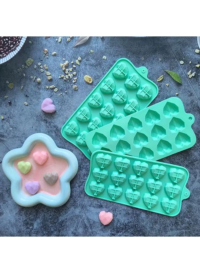 1 4pcs Diamond Love Chocolate Silicone Mold High Temperature Resistant Easy Demold Coffee Color for Ice Cubes Candies Puddings Cake Decoration Air Fryers Halloween Christmas New Year Holiday Baking Festive Baking Easy Release Mold - Image 2
