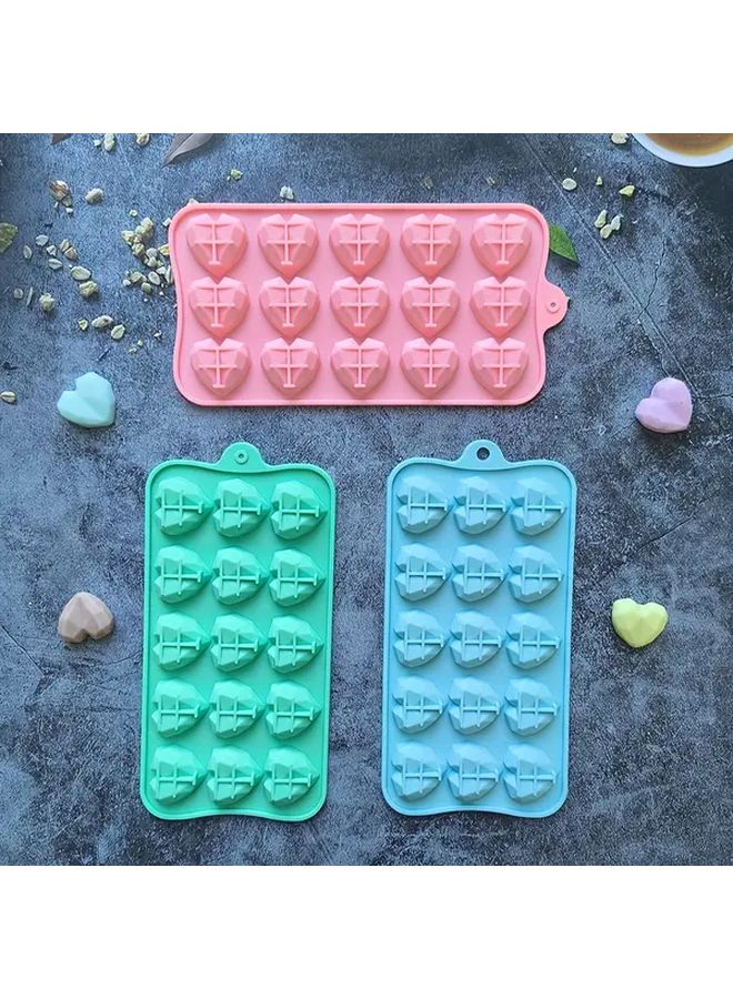 1 4pcs Diamond Love Chocolate Silicone Mold High Temperature Resistant Easy Demold Coffee Color for Ice Cubes Candies Puddings Cake Decoration Air Fryers Halloween Christmas New Year Holiday Baking Festive Baking Easy Release Mold - Image 3