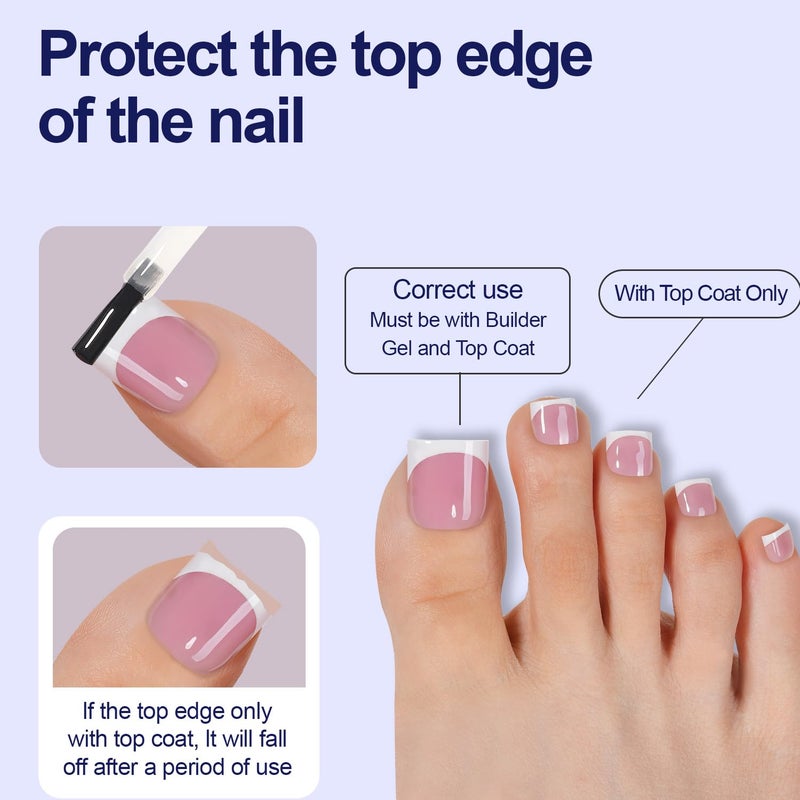 Misssix Press On Toe nails Short, 150Pcs French Toe Nail Tips Pink White, Square Soft Gel Fake Toe Nail Tips Extensions for Women Nail Art DIY 15 Sizes - Image 5