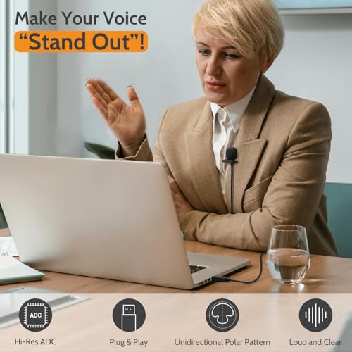 Cubilux USB Microphone for Laptop, Plug-and-Play Unidirectional USB A Lavalier MIC, Mini Clip-On Lapel Microphone for Computer, PC, Dictation, Zoom, Skype, Recording - 4 Feet - Image 2