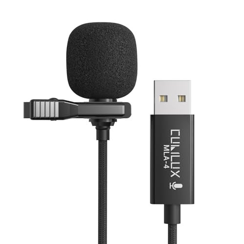 Cubilux USB Microphone for Laptop, Plug-and-Play Unidirectional USB A Lavalier MIC, Mini Clip-On Lapel Microphone for Computer, PC, Dictation, Zoom, Skype, Recording - 4 Feet - Image 1