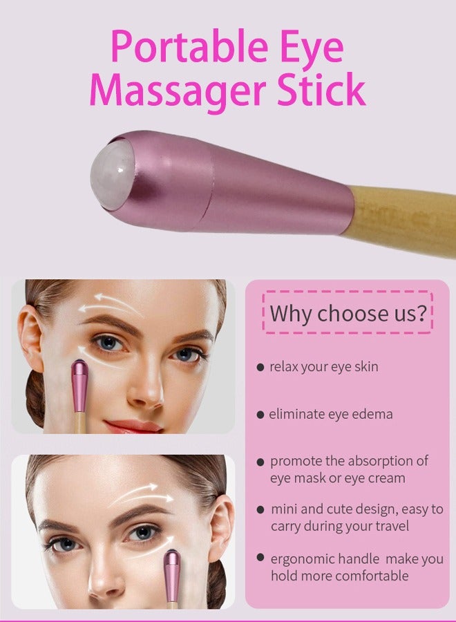 Eye Roller 2-in-1 Design Eye Cream Applicator and Natural Jade Roller, Eye Cream Massage Sticks, Face Massager Tool for Puffiness, Eye Bags, Eye Muscle Ache, 16cm (L) - Image 3
