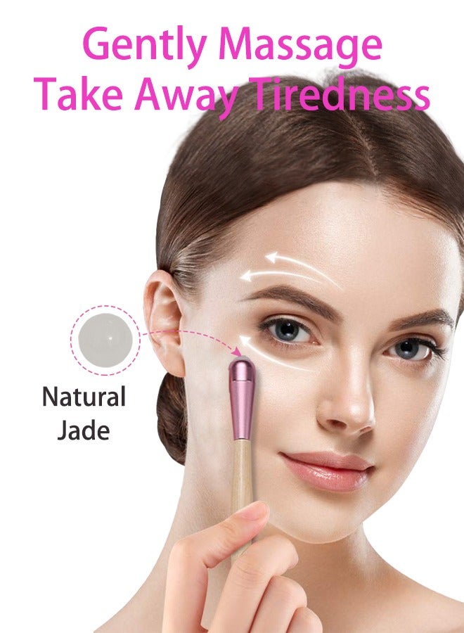 Eye Roller 2-in-1 Design Eye Cream Applicator and Natural Jade Roller, Eye Cream Massage Sticks, Face Massager Tool for Puffiness, Eye Bags, Eye Muscle Ache, 16cm (L) - Image 4