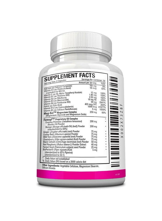 Approved Science PMS MD - Eliminate PMS Symptoms - Calcium, B Vitamins, BioPerine - 60 Capsules - One Month Supply - Vegan - Image 3