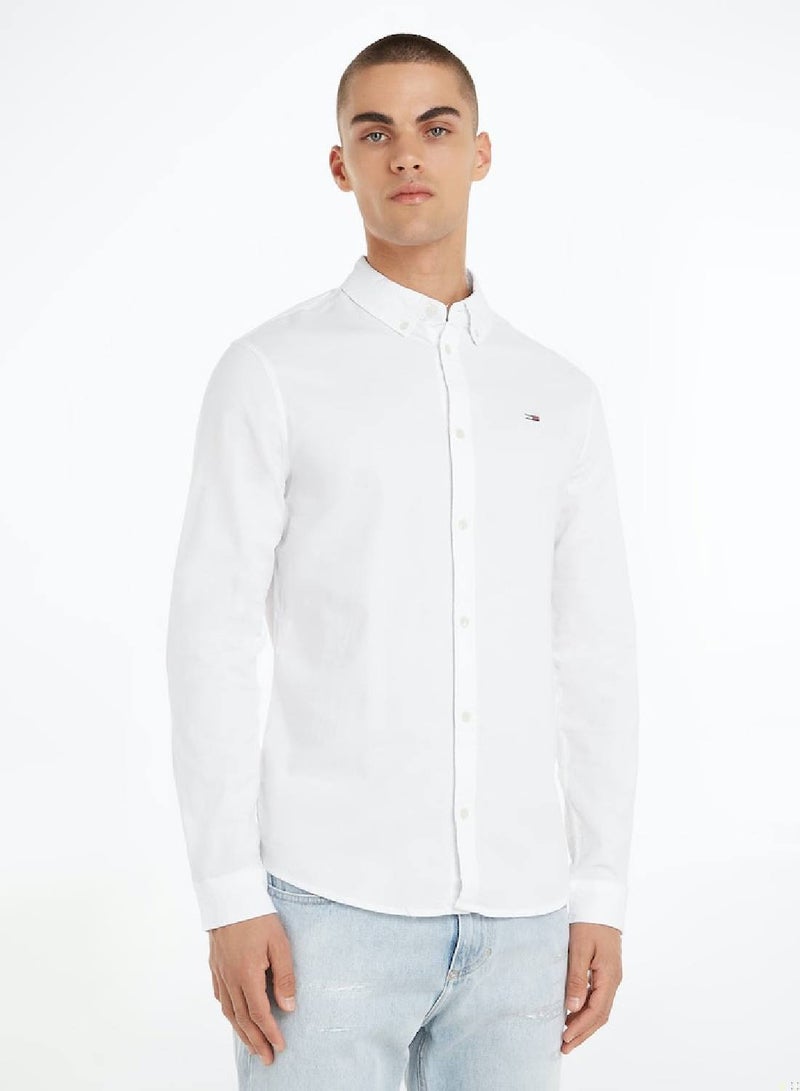 TOMMY JEANS Stretch Slim Fit Oxford Shirt - Image 1