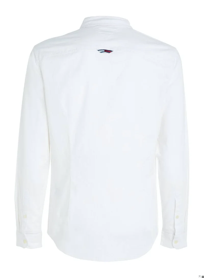 TOMMY JEANS White Stretch Slim Fit Oxford Shirt for Men | Best Price UAE