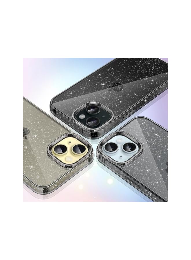 جي تيك حافظة لامعة لهاتف آيفون 15 6.1 بوصة بلينغ سباركل مضادة للصدمات غطاء هاتف لامع للنساء والفتيات باللون الأسود - Image 4