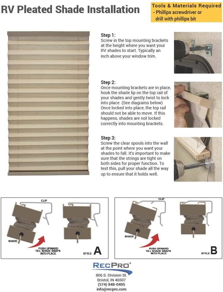 RecPro RV Blinds Pleated Shades | Cappuccino | RV Window Shades | Camper | Trailer - Image 5