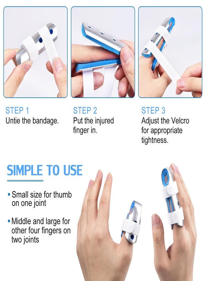 Sopito Finger Splint, 3PCS Finger Support Brace Stabilizer for Straightening Arthritis Knuckle Immobilization, Blue - Image 3