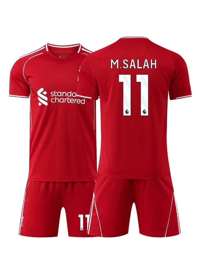 Liverpool F.C. 2025-2026 season #11 M.SALAH football jersey shorts suit children's size and adult size, a gift for fans and friends - Image 1