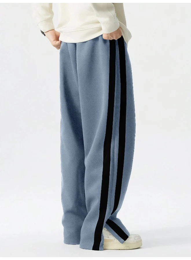 Maniac Maniac Mens ColorBlock Side Tap Light Grey and Black Color Baggy Fit Pant