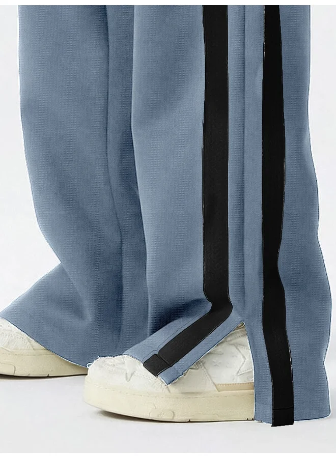 Maniac Maniac Mens ColorBlock Side Tap Light Grey and Black Color Baggy Fit Pant