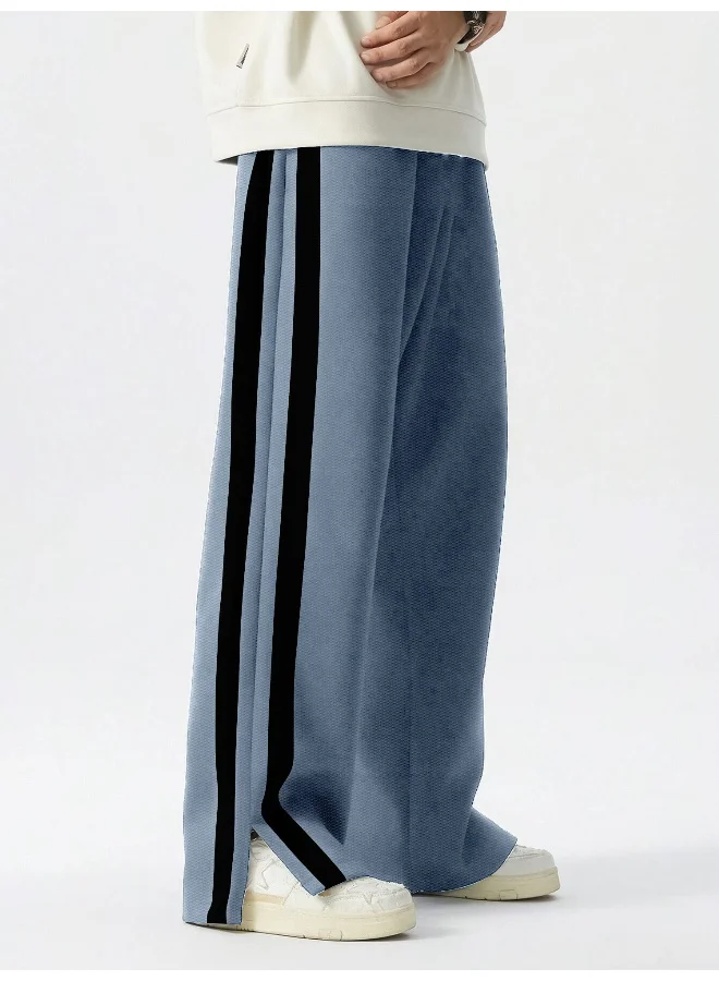 Maniac Maniac Mens ColorBlock Side Tap Light Grey and Black Color Baggy Fit Pant