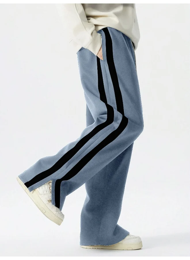 Maniac Maniac Mens ColorBlock Side Tap Light Grey and Black Color Baggy Fit Pant