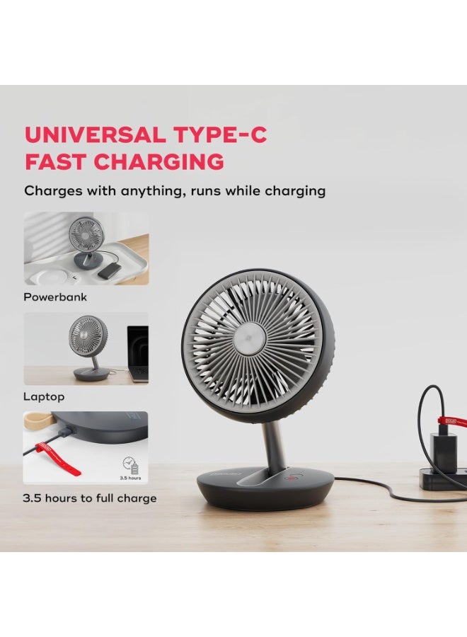 NUUK Folde V2 Personal Rechargeable Fan For Travel|Folds 180° & Fits In Any Bag|Cordless,7-Inch|16 Hr Run Time,4 Wind Speeds|Super Silent BLDC Motor|For Hiking,Picnics,Beach,Camping - Image 4