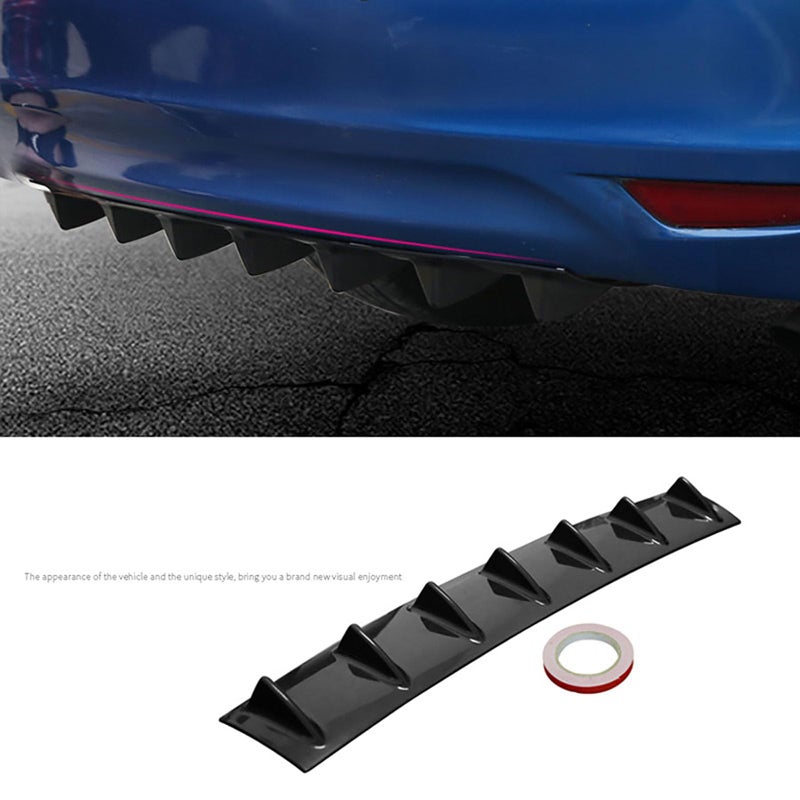 Propartauto 33"" x6 Shark Fin Universal Rear Bumper Lip Diffuser 7 Fin Gloss Black ABS - Image 4