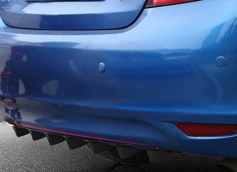 Propartauto 33"" x6 Shark Fin Universal Rear Bumper Lip Diffuser 7 Fin Gloss Black ABS - Image 5