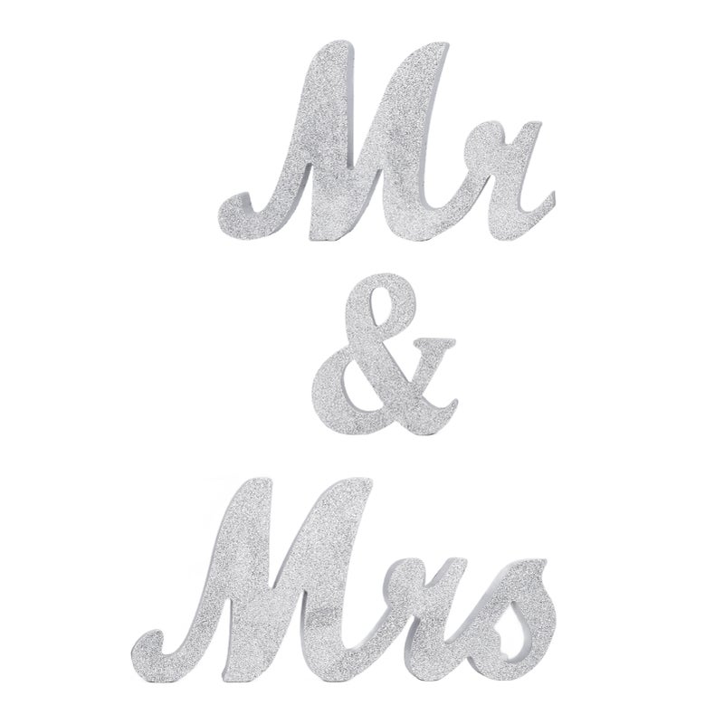 Mr and Mrs Signs Wooden Silver Letters MR MRS Decorations Wedding Holiday Home Decoration Photo Props - Image 3