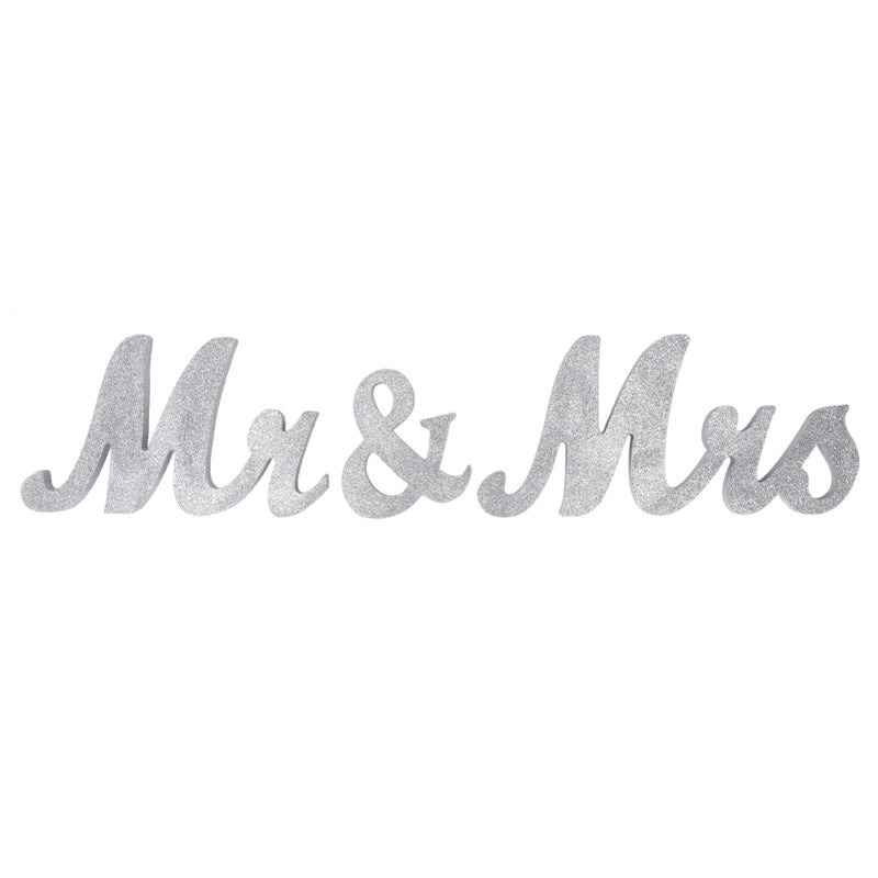 Mr and Mrs Signs Wooden Silver Letters MR MRS Decorations Wedding Holiday Home Decoration Photo Props - Image 1
