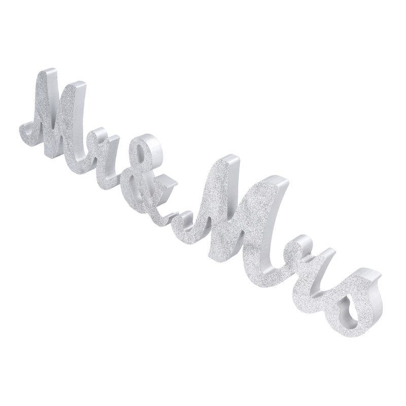 Mr and Mrs Signs Wooden Silver Letters MR MRS Decorations Wedding Holiday Home Decoration Photo Props - Image 2