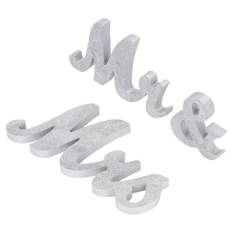 Mr and Mrs Signs Wooden Silver Letters MR MRS Decorations Wedding Holiday Home Decoration Photo Props - Image 4