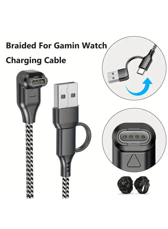 Black 2 in 1 Charger Cable for Garmin Watch Fenix 8 7 6 Vivoactive 5 4 Venu Sq 2 - Image 5