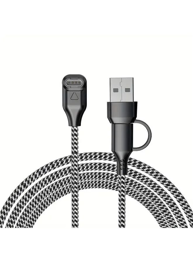 Black 2 in 1 Charger Cable for Garmin Watch Fenix 8 7 6 Vivoactive 5 4 Venu Sq 2 - Image 1