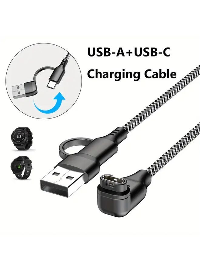 Black 2 in 1 Charger Cable for Garmin Watch Fenix 8 7 6 Vivoactive 5 4 Venu Sq 2 - Image 2