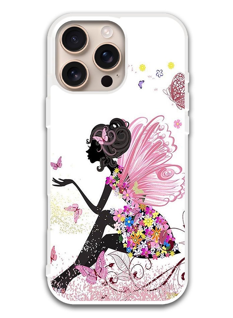 Theodor Protective Case Cover For APPLE IPHONE 16 Pro Max Butterfly Girl (White Bumper) - Image 1