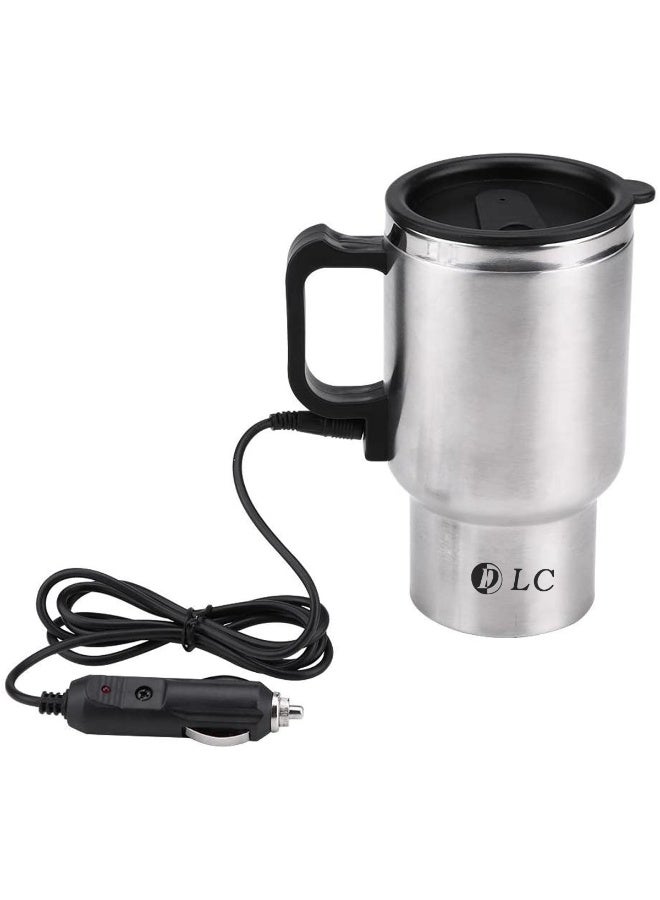 DLC Car Electric Kettle 450ml 12V Portable Travel Heating Mug Stainless Steel Car Heater Cup with Cigarette Lighter Plug 60W Vehicle Coffee Tea Water Boiler - Image 1