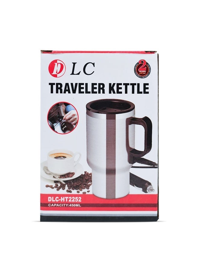 DLC Car Electric Kettle 450ml 12V Portable Travel Heating Mug Stainless Steel Car Heater Cup with Cigarette Lighter Plug 60W Vehicle Coffee Tea Water Boiler - Image 2