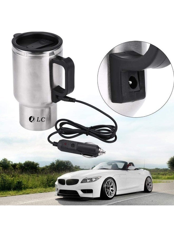 DLC Car Electric Kettle 450ml 12V Portable Travel Heating Mug Stainless Steel Car Heater Cup with Cigarette Lighter Plug 60W Vehicle Coffee Tea Water Boiler - Image 4