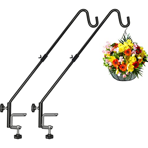 FEED GARDEN 31 Inch Heavy Duty Deck Hook, Non-Slip Clamp, 360 Degree Swivel, Black for Bird Feeders, Planters, Suet Baskets, Lanterns, Wind Chimes, 2 Pack - Image 1