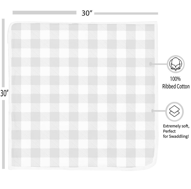 BaeBae Goods Baby Blankets - Soft Pure Cotton Swaddle Blankets for Boys and Girls - 6 Pack Grey & White Designs - Multi Use - 30 x 30 Inches - Image 2