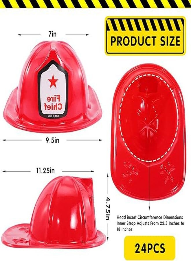 Erinnmy 24 Pcs Kids Firefighter Hat, Plastic Fireman Helmet, Red Fire Chief Helmet for Boys Girls, Bulk Soft Children’s Fireman Hat for Kids Role Play Party Costume Dress Up Accessory - Image 2