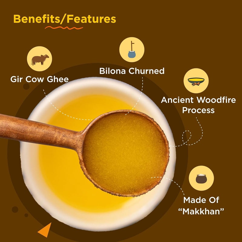 TWO BROTHERS A2 Ghee - 1000 Ml | Cultured Cow Desi Ghee | Pure and Natural Grass-Fed A2 Gir Cow Ghee - Image 5