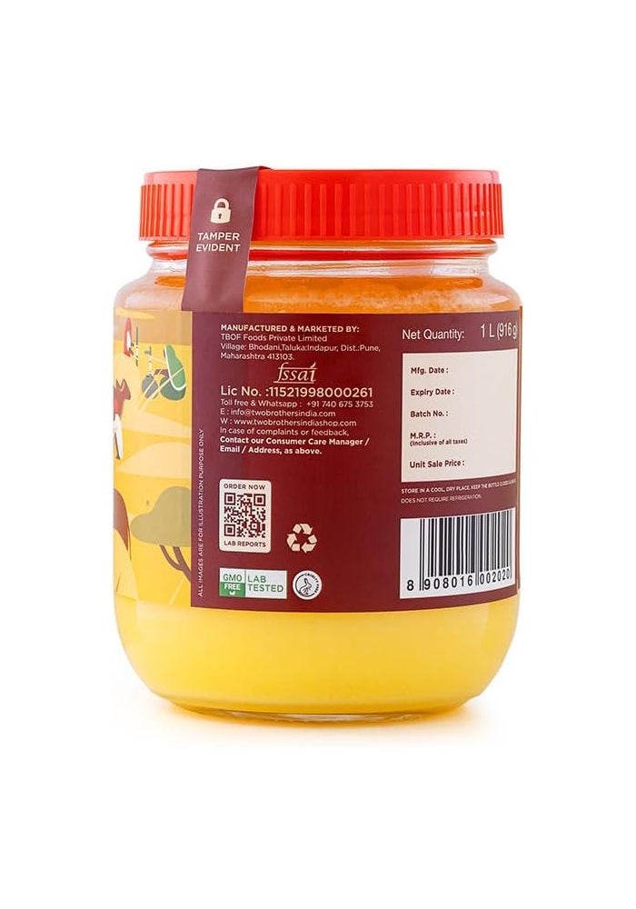TWO BROTHERS A2 Ghee - 1000 Ml | Cultured Cow Desi Ghee | Pure and Natural Grass-Fed A2 Gir Cow Ghee - Image 2