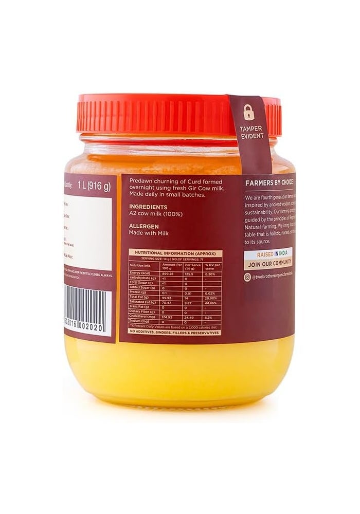 TWO BROTHERS A2 Ghee - 1000 Ml | Cultured Cow Desi Ghee | Pure and Natural Grass-Fed A2 Gir Cow Ghee - Image 3